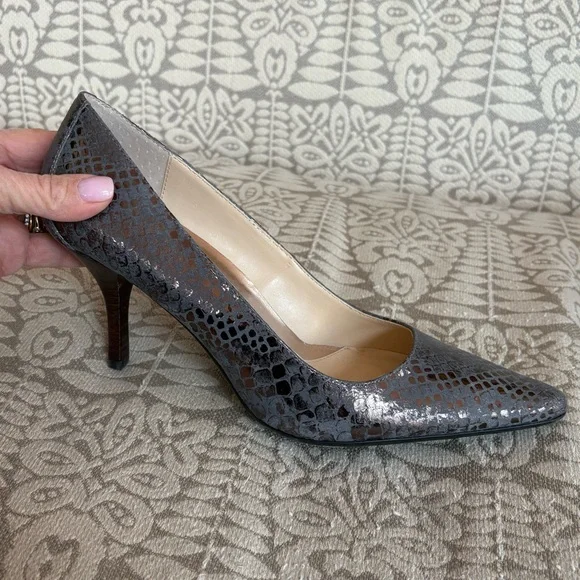 Sexy Calvin Klein heels in blue/copper snakeskin print leather & a touch of foil - Picture 5 of 16